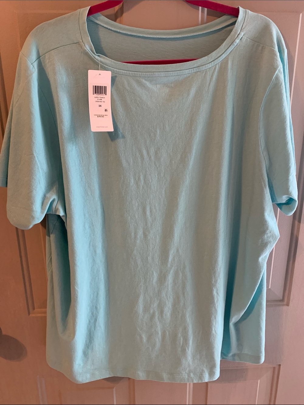 Eileen Fisher Crew Neck Tee in Aqua Blue NEW Size 3X Made from organic cotton